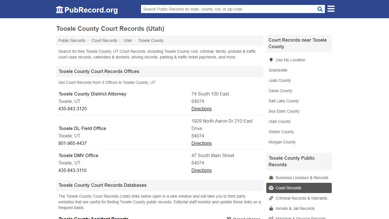 Free Tooele County Court Records (Utah Court Records) - PubRecord.org