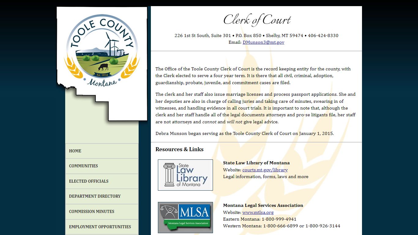 Toole County Clerk of Court